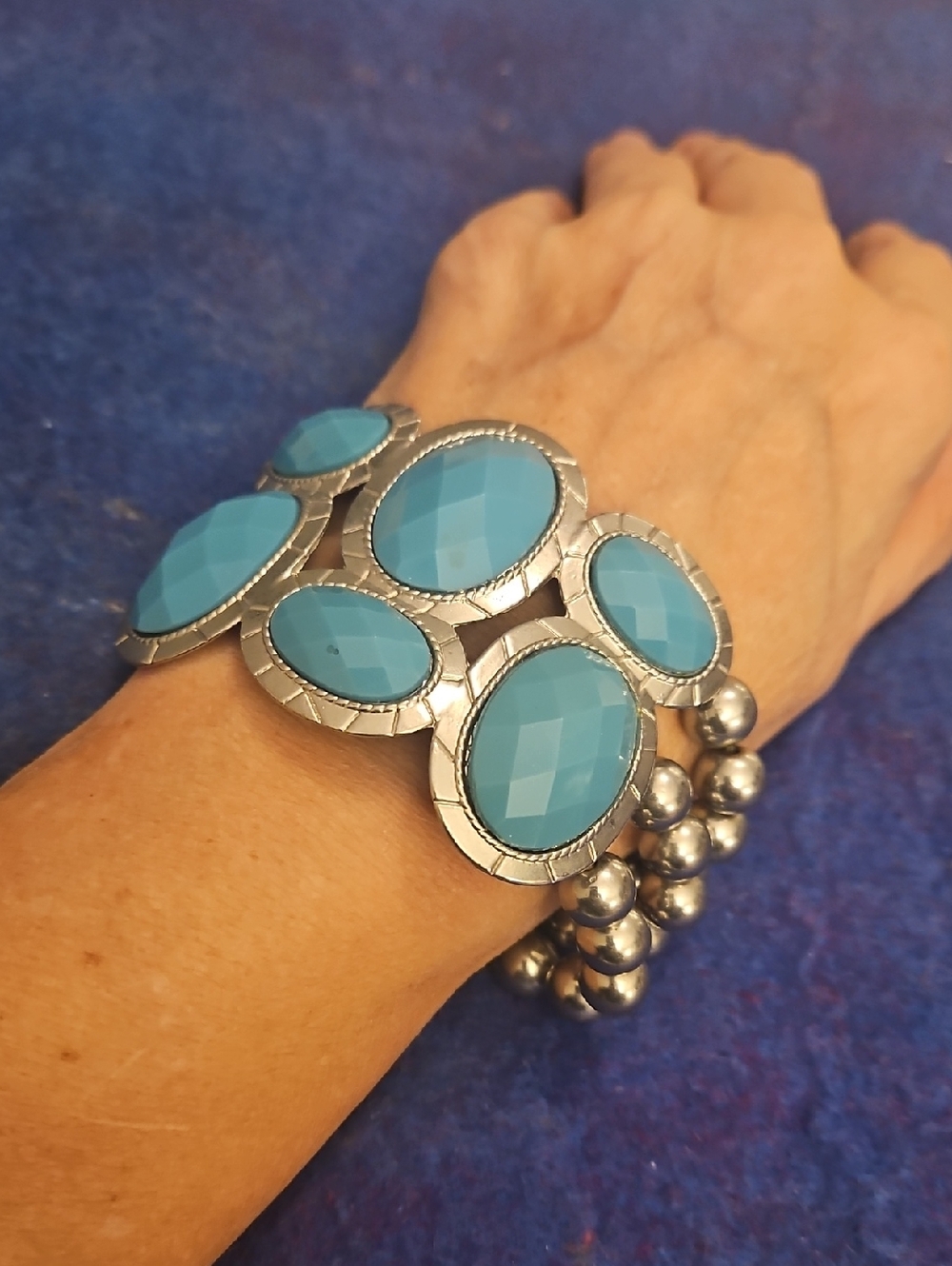 3 For $15 Blue Stone Multi-Disc Stretch Bracelet - Women Jewelry